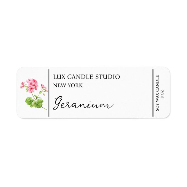 Geranium Candle Label Return Address Label (Front)