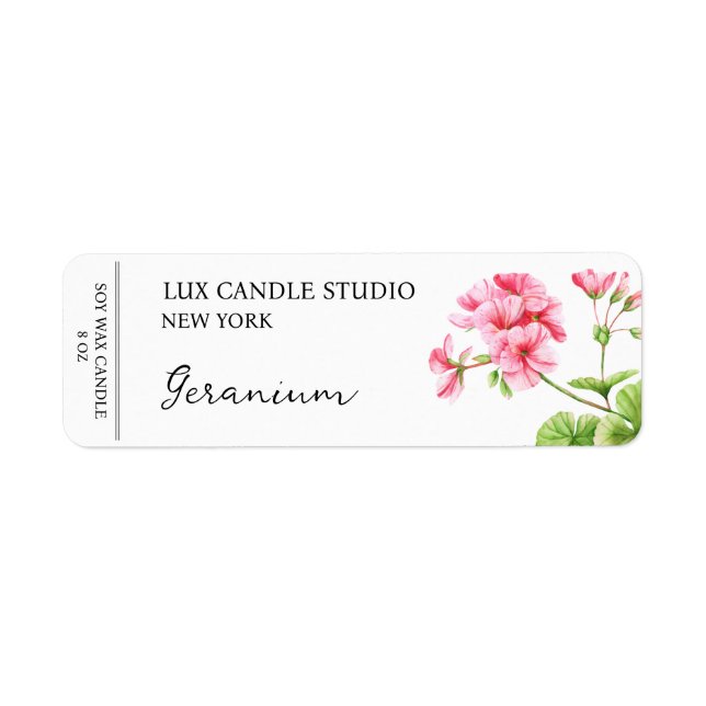 Geranium Candle Label Return Address Label (Front)