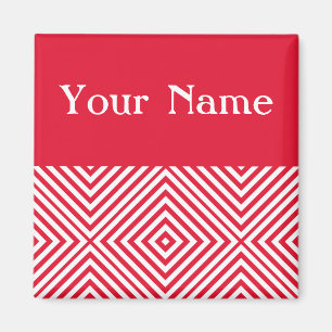 Geranium Diamond Chevron with name Magnet
