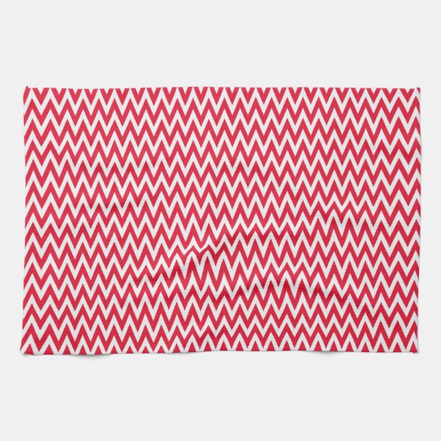 Geranium Elegant Chevron Design Tea Towel (Horizontal)