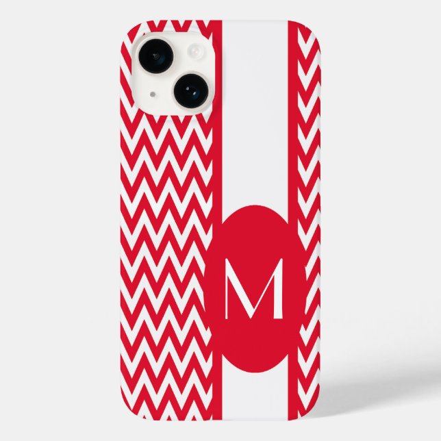 Geranium Elegant Chevron Design with monogram Case-Mate iPhone Case (Back)