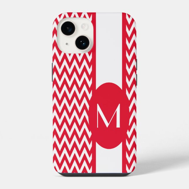 Geranium Elegant Chevron Design with monogram iPhone Case (Back)