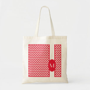 Geranium Elegant Chevron Design with monogram Tote Bag