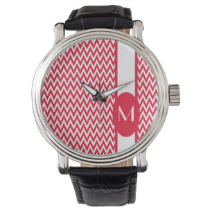 Geranium Elegant Chevron Design with monogram Watch