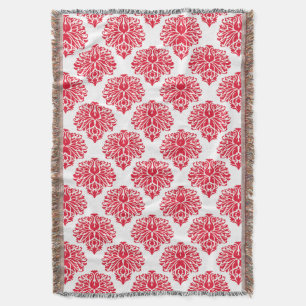 Geranium Elegant Damask Throw Blanket