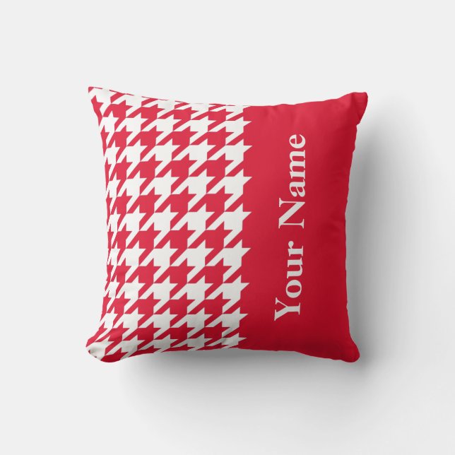 Geranium Elegant Houndstooth with name Cushion (Front)