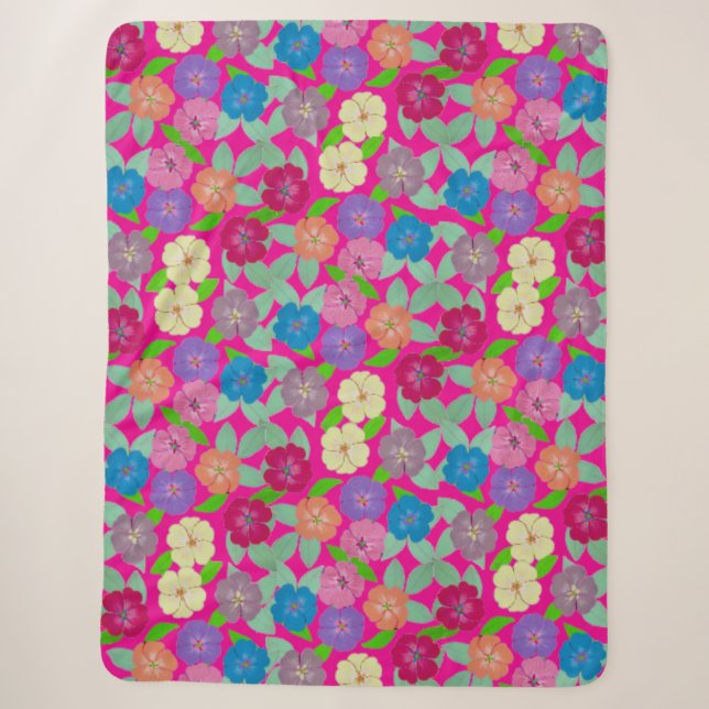 Geranium Flower Sherpa Blanket (Front)