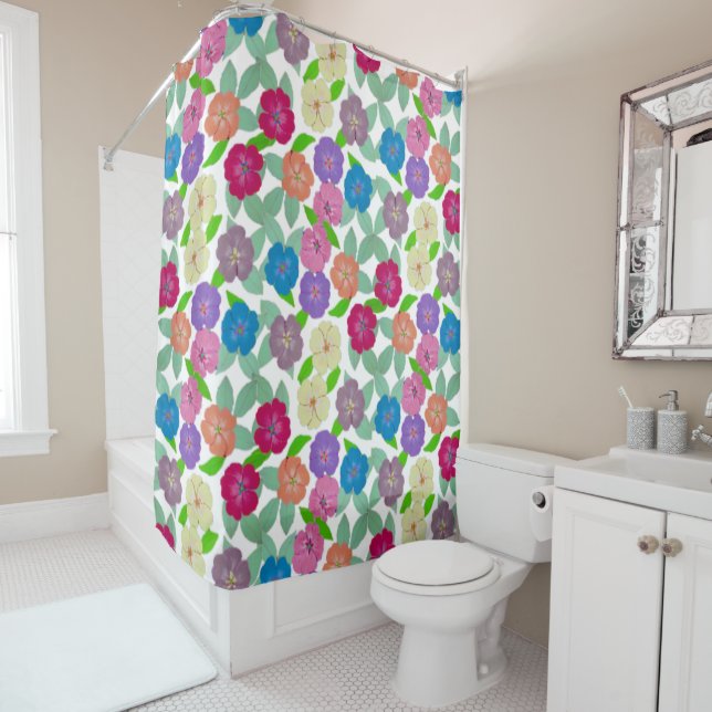 Geranium Flower Shower Curtain (In Situ)