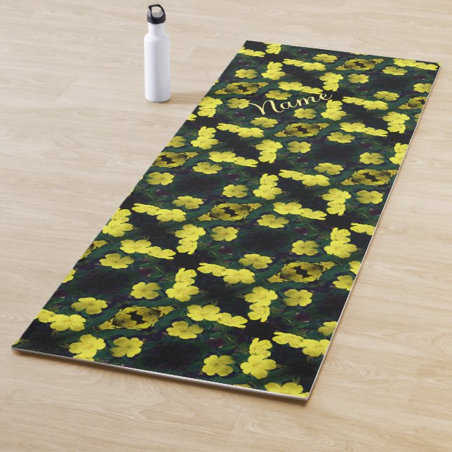 Geranium Flowers Abstract Pattern Personalised  Yoga Mat (In Situ)