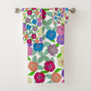 Geranium Flowers Bath Towel Set