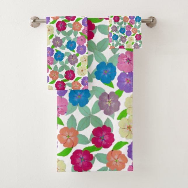 Geranium Flowers Bath Towel Set (Insitu)