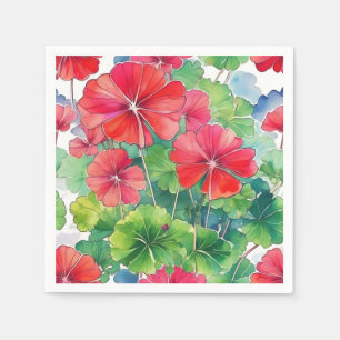 Geranium Modern Watercolor Napkin