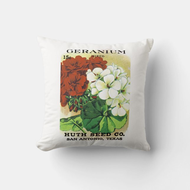 Geranium Seed Packet Label Cushion (Front)