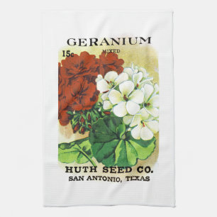 Geranium Seed Packet Label Tea Towel
