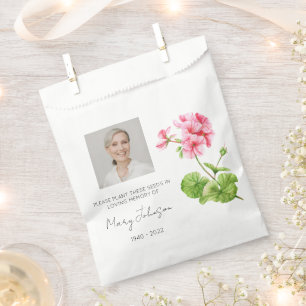 Geranium   Simple Photo Funeral Seed Favour Bag
