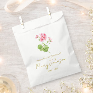 Geranium Simple Seed packet Funeral Favour Bag