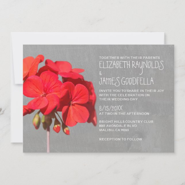 Geranium Wedding Invitations (Front)