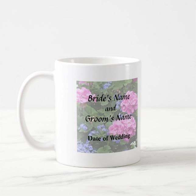 Geraniums and Periwinkle Coffee Mug (Left)