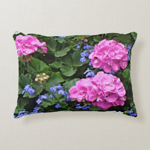 Geraniums and Periwinkle Decorative Cushion