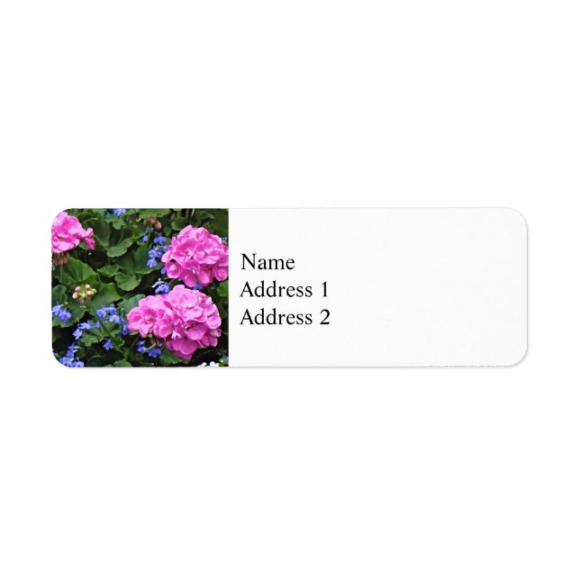 Geraniums and Periwinkle Return Address Label (Front)