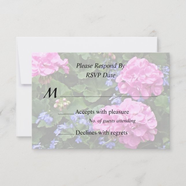 Geraniums and Periwinkle RSVP Card (Front)