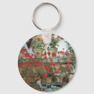 Geraniums by Childe Hassam, Vintage Impressionism Key Ring
