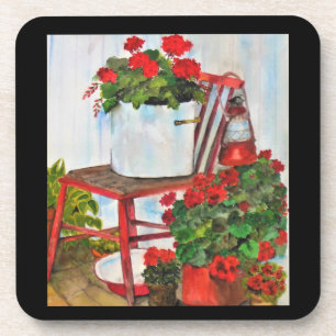 Geraniums, Flowers, Coaster Set