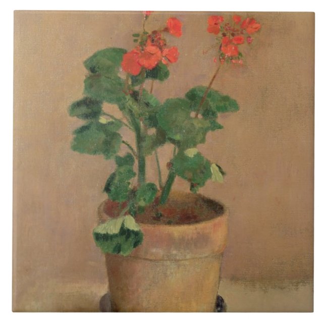 Geraniums in a Pot, c.1905 (oil on canvas) Tile (Front)