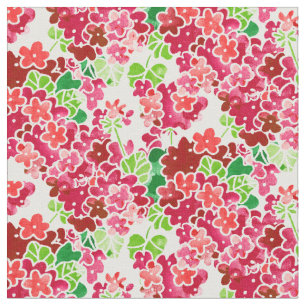 Geraniums Pink and Red Floral Pattern Fabric