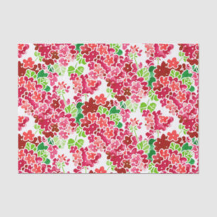 Geraniums Pink and Red Floral Pattern Tissue Paper