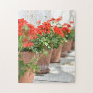 Geraniums Potted Plants Kew Gardens London UK Jigsaw Puzzle