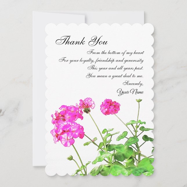 Geraniums, Thank You  Note For Clients Holiday Card (Front)