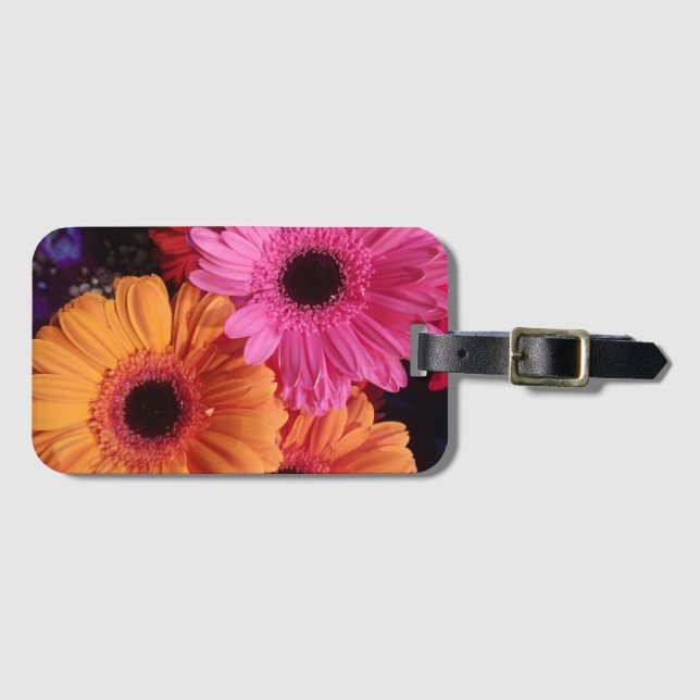 Gerber daisies pink and orange luggage tag (Front Horizontal)