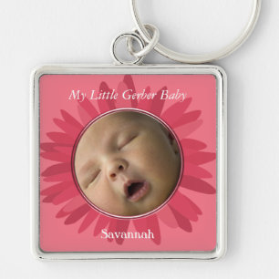 Gerber Daisy Baby Photo Key Chain
