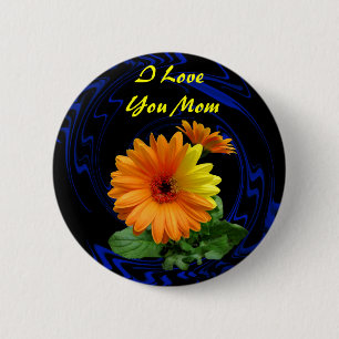 GERBER DAISY-BUTTON 6 CM ROUND BADGE