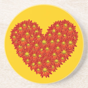 Gerber Daisy Heart Coaster