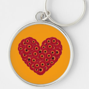 Gerber Daisy Heart Key Ring