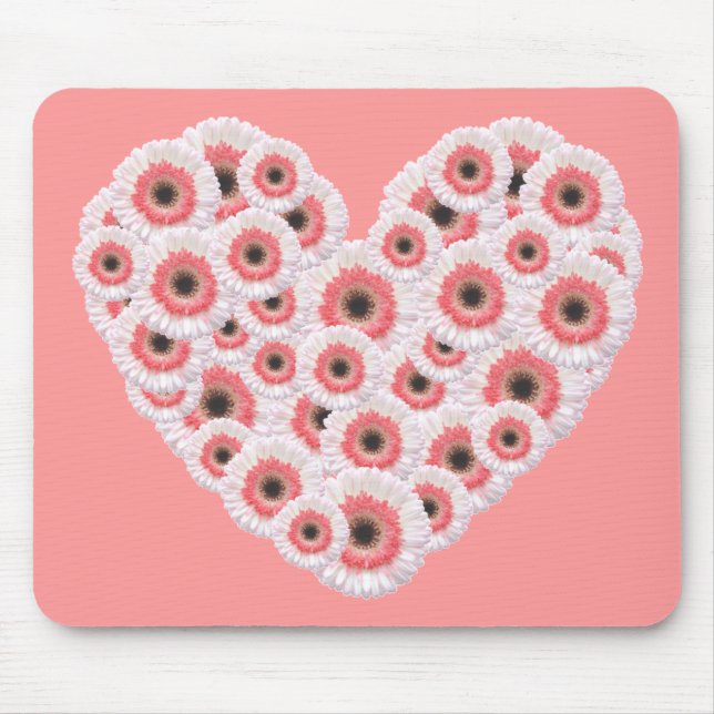 Gerber Daisy Heart Mouse Pad (Front)