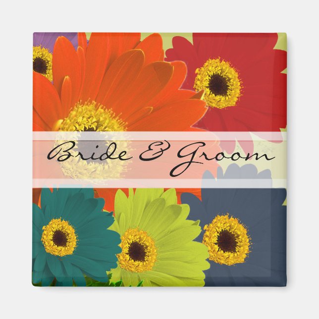 Gerber Daisy Wedding Stickers or Customise Magnet (Front)