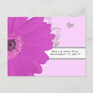 Gerber Fuchsia & Grey Paisley Save The Date Announcement Postcard