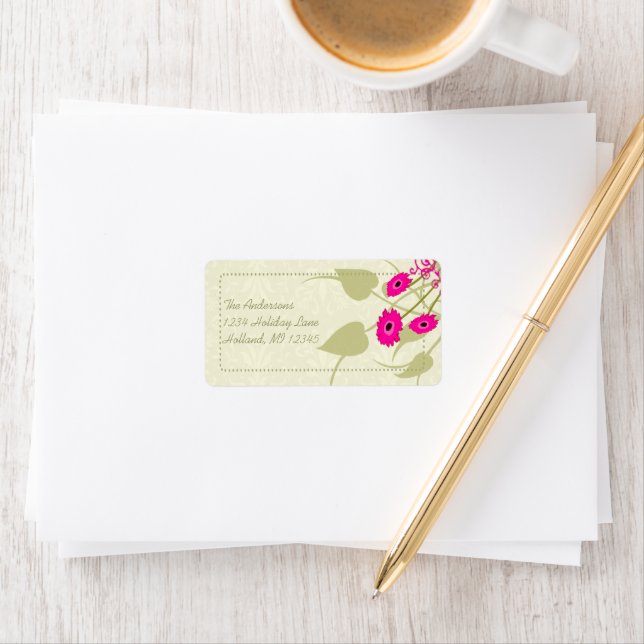 Gerber Olive Swirl Whimsical Return Address Labels (Insitu)