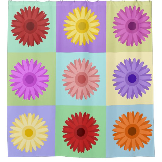 Gerbera 3x3 Daisy Design Shower Curtain (Front)