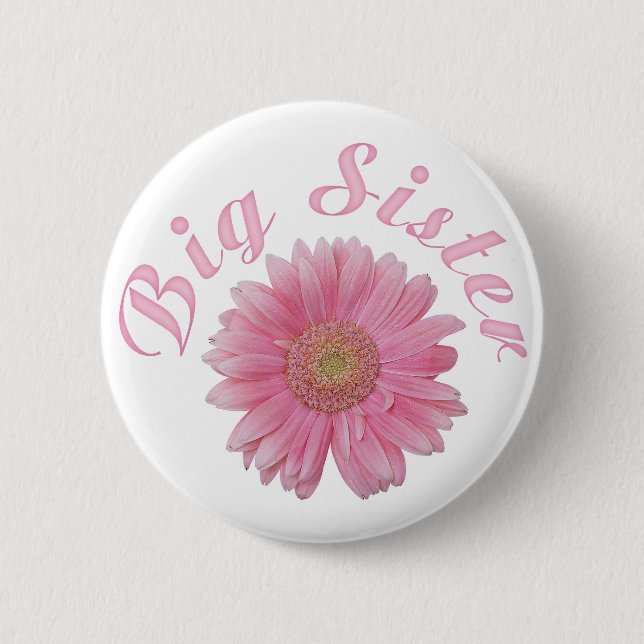 Gerbera Big Sister 6 Cm Round Badge (Front)