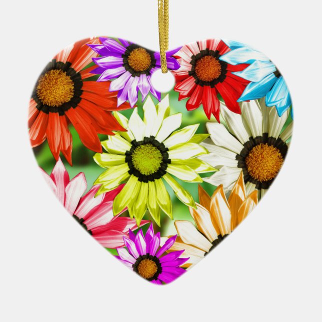 Gerbera colourful flower floral ceramic tree decoration (Front)