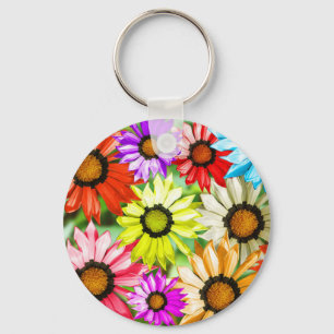Gerbera colourful flower floral key ring