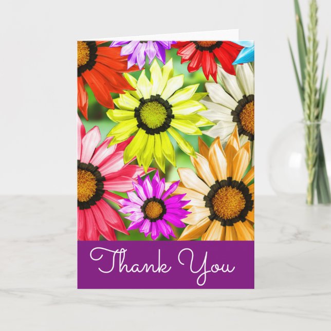 Gerbera colourful flowers Thank You Card (Front)