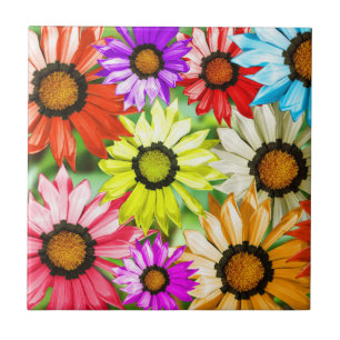 Gerbera colourful flowers tile