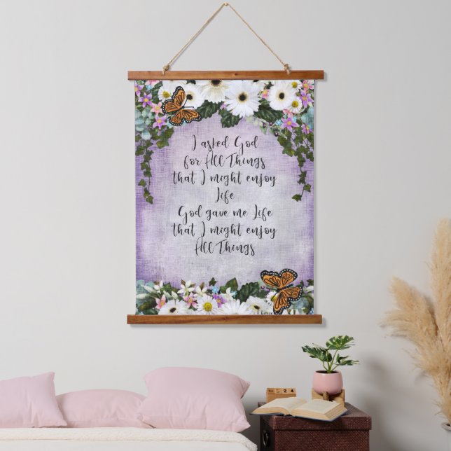 Gerbera Daisies and Butterflies Inspirational  Hanging Tapestry (Bedroom)