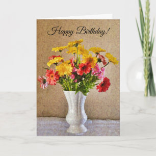 Gerbera Daisies Colourful Artsy Birthday Card