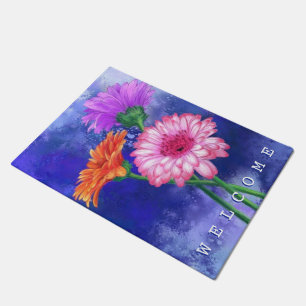 Gerbera Daisies Doormat Welcome